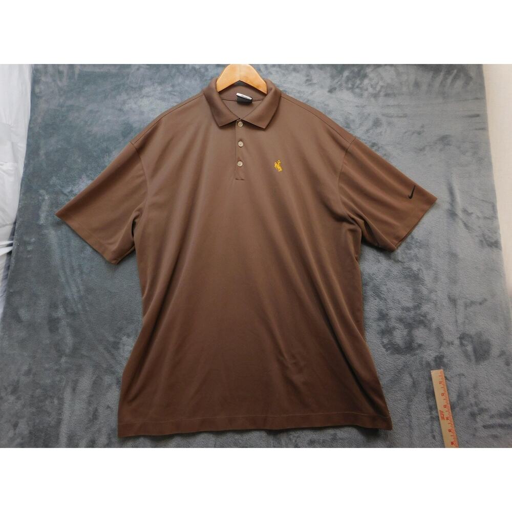 Wyoming Cowboys Shirt Mens XXL Brown Nike Golf Dri Fit Polo College Football